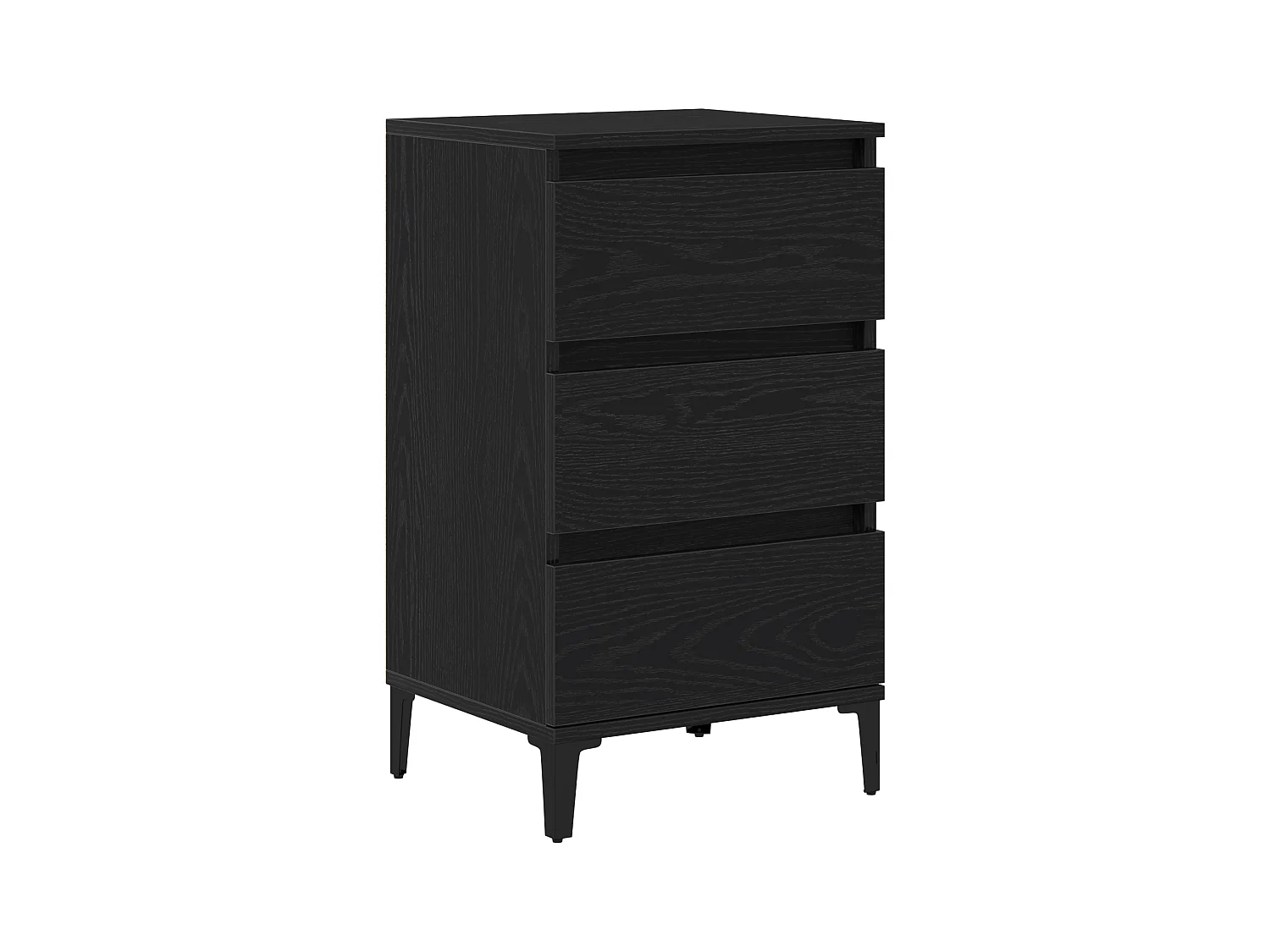 Nachtkastje van zwart eikenhout, 40x35x70 cm, bewerkt hout