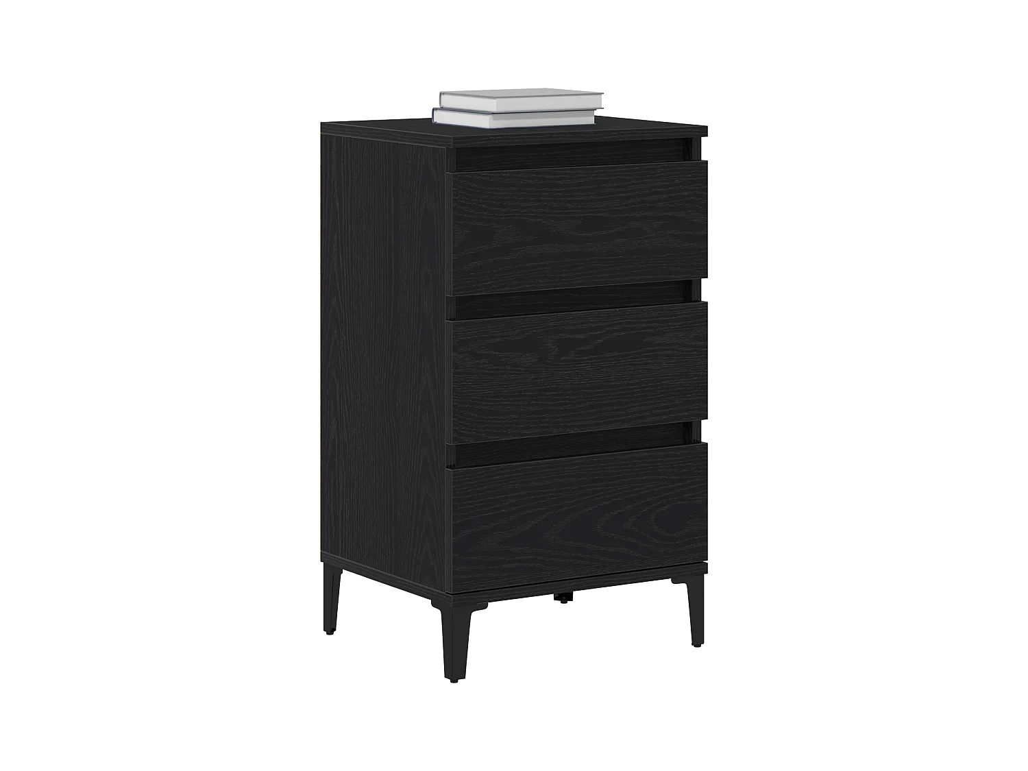 Nachtkastje van zwart eikenhout, 40x35x70 cm, bewerkt hout