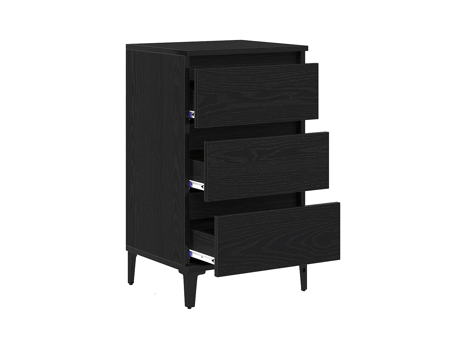 Nachtkastje van zwart eikenhout, 40x35x70 cm, bewerkt hout