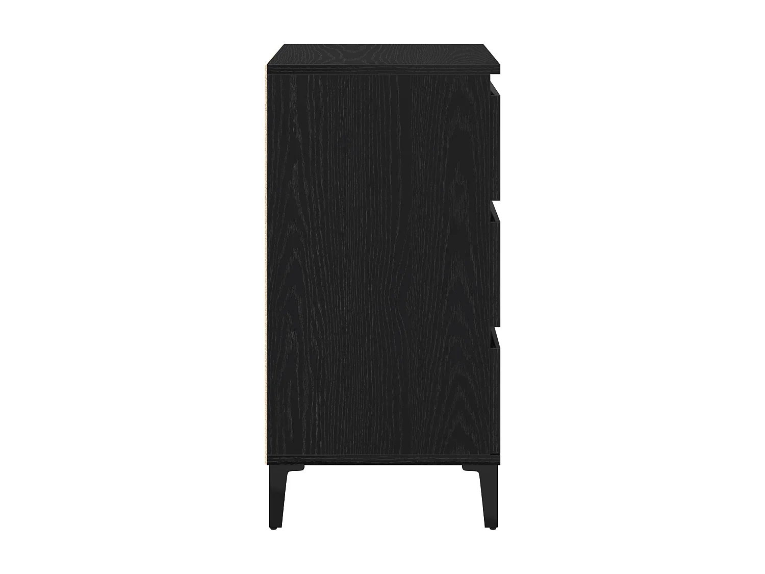 Nachtkastje van zwart eikenhout, 40x35x70 cm, bewerkt hout