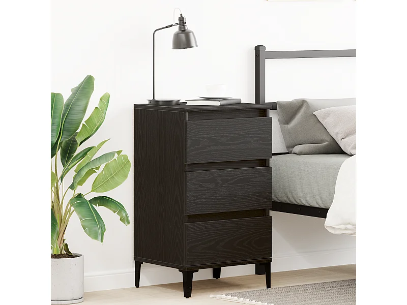 Table de chevet Noir Chêne 40x35x70 cm Bois d'ingénierie
