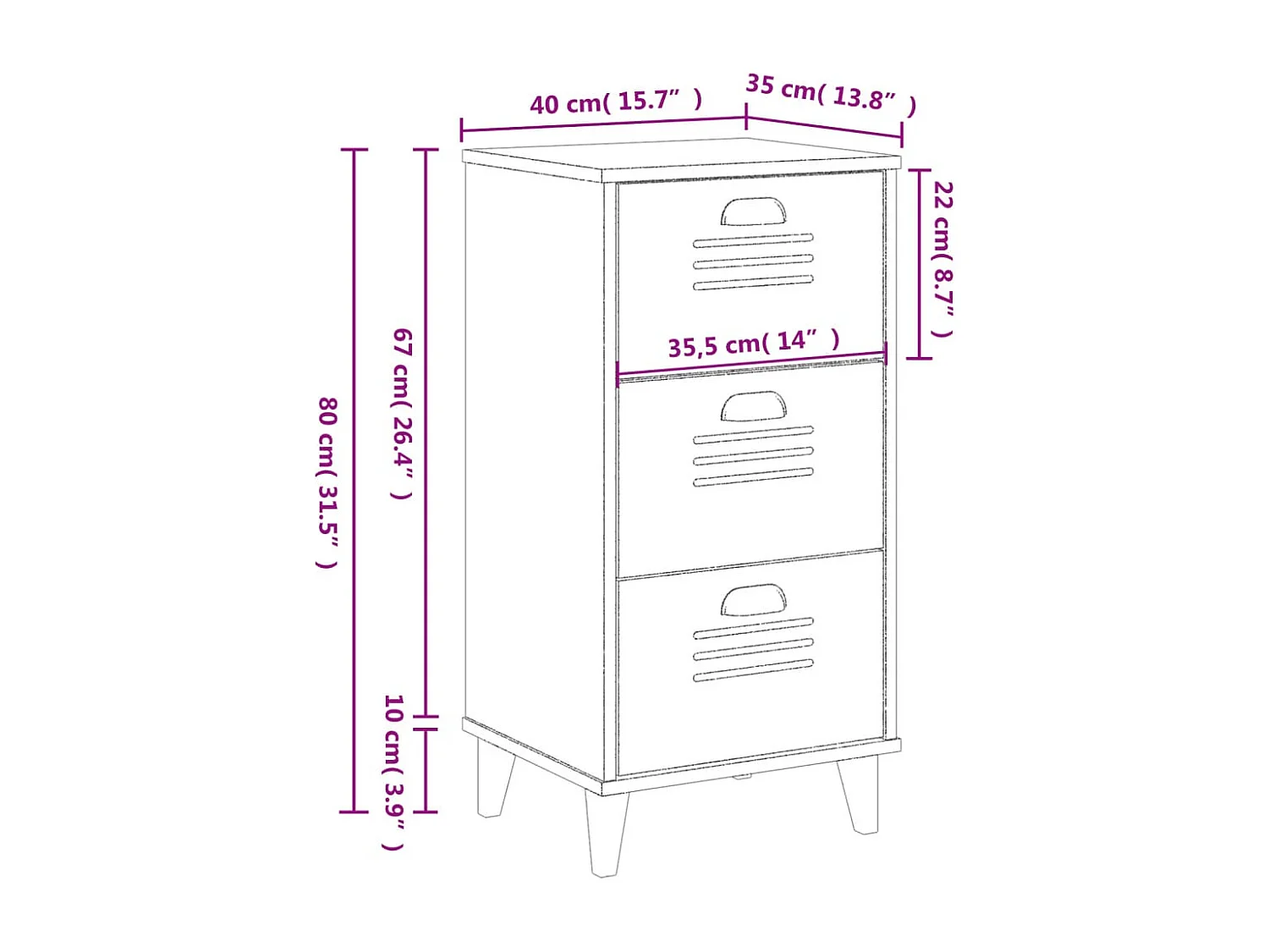 Comodino in legno ingegnerizzato bianco VIKEN