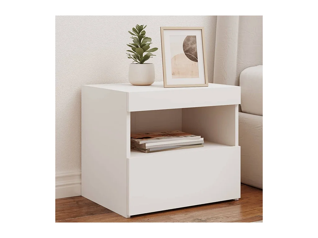 Table de chevet avec lumières LED blanc 50x40x45 cm
