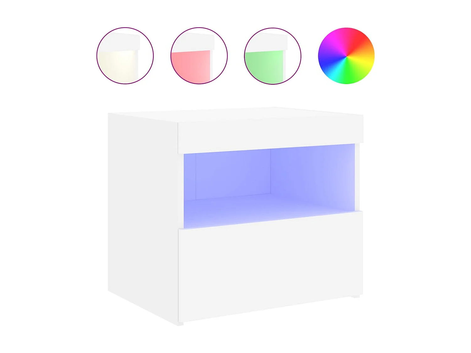 Table de chevet avec lumières LED blanc 50x40x45 cm