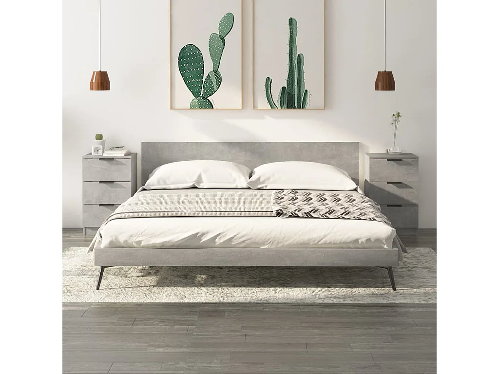 Comodini 2 pz Grigio cemento 40x36x65 cm