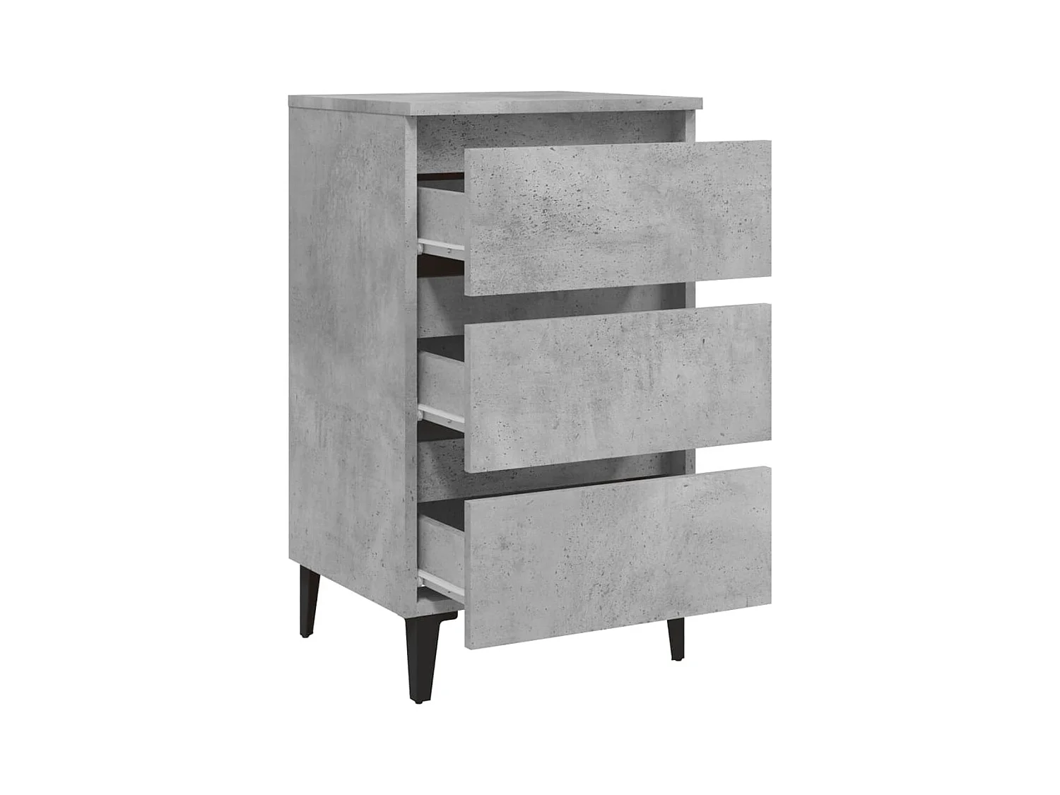 Table de chevet avec pieds en métal gris béton 40x35x69 cm