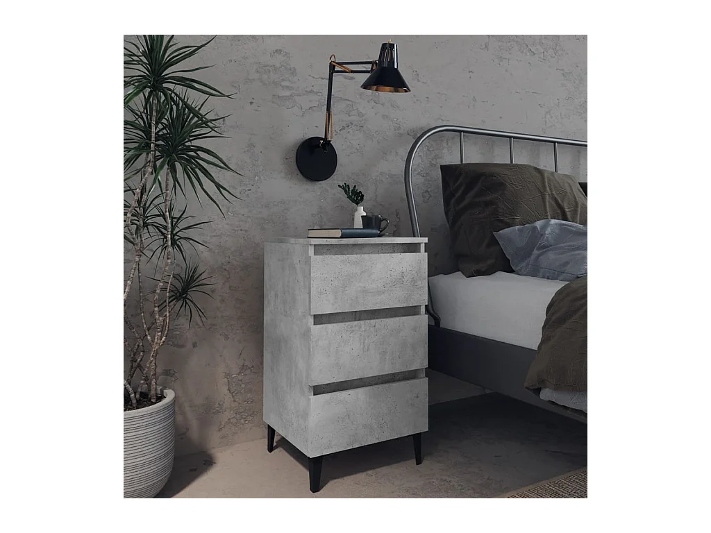 Comodino con gambe in metallo grigio cemento 40x35x69 cm