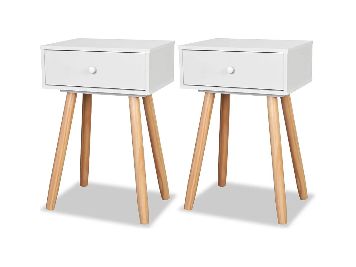 Table de chevet 2 pcs Bois de pin massif 40 x 30 x 61 cm Blanc