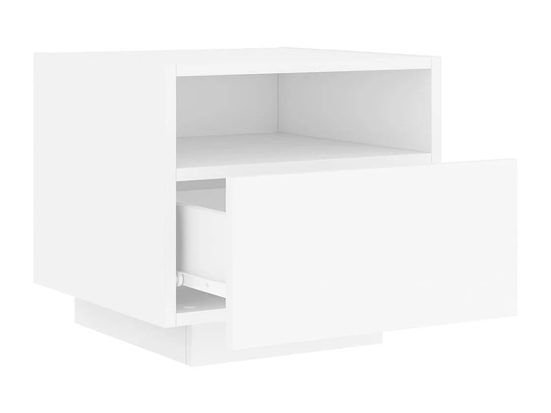 Armoires de chevet avec lumières LED 2 pcs blanc 40x39x37 cm