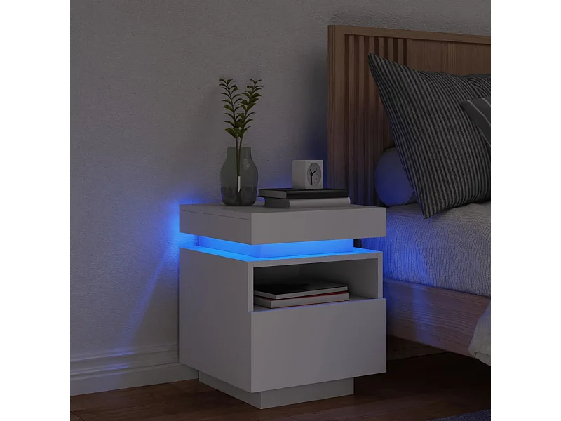 Comodino con luci LED bianco 40x39x48,5 cm