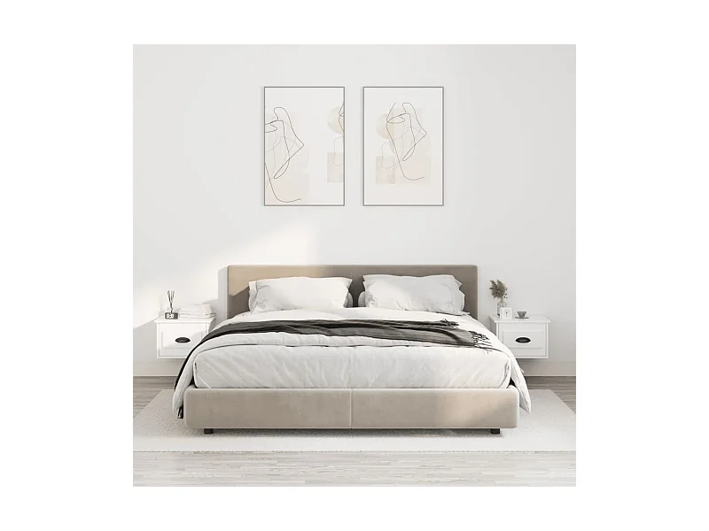 Mesitas de noche de pared 2 uds blanco brillo 41,5x36x28 cm