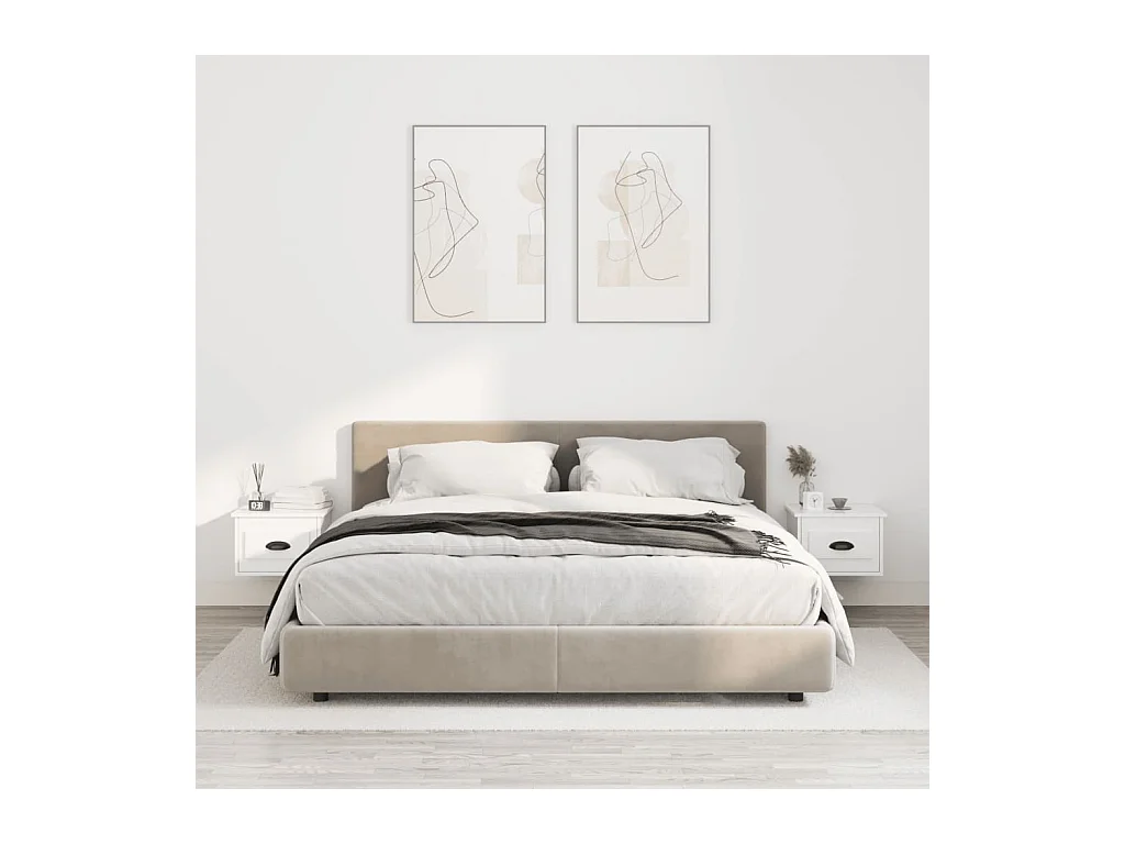 Mesitas de noche de pared 2 uds blanco brillo 41,5x36x28 cm
