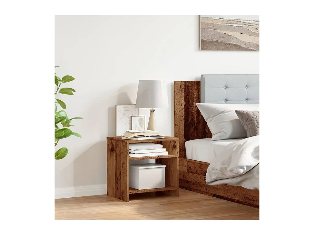 Nachtkastje oud hout 40x30x40 cm bewerkt hout