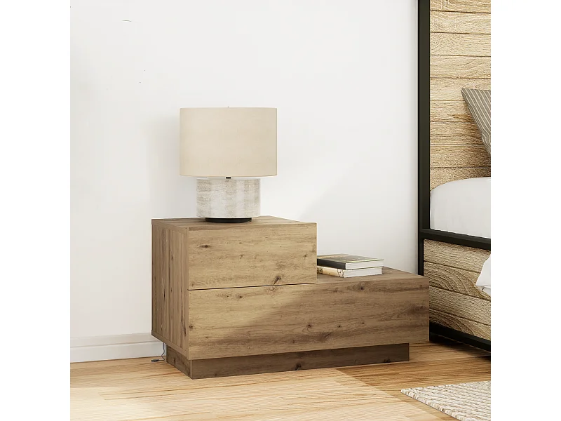 Nachtkastje met LED-verlichting Artisan Oak 100x36x49 cm