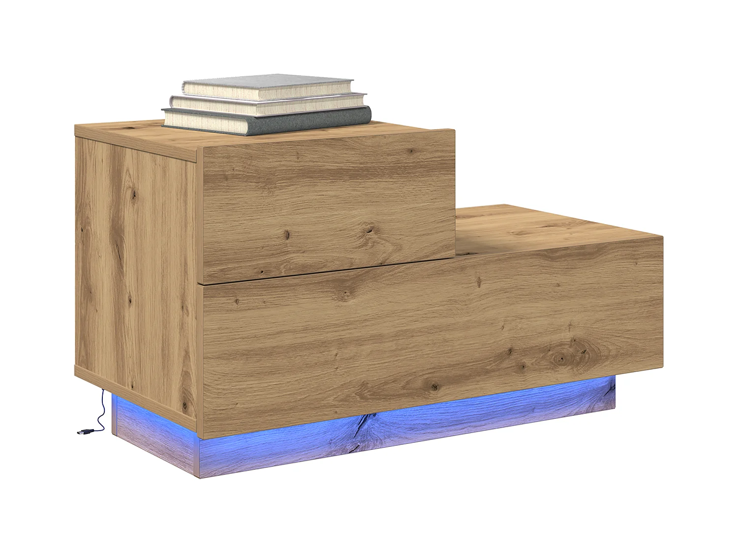 Nachtkastje met LED-verlichting Artisan Oak 100x36x49 cm