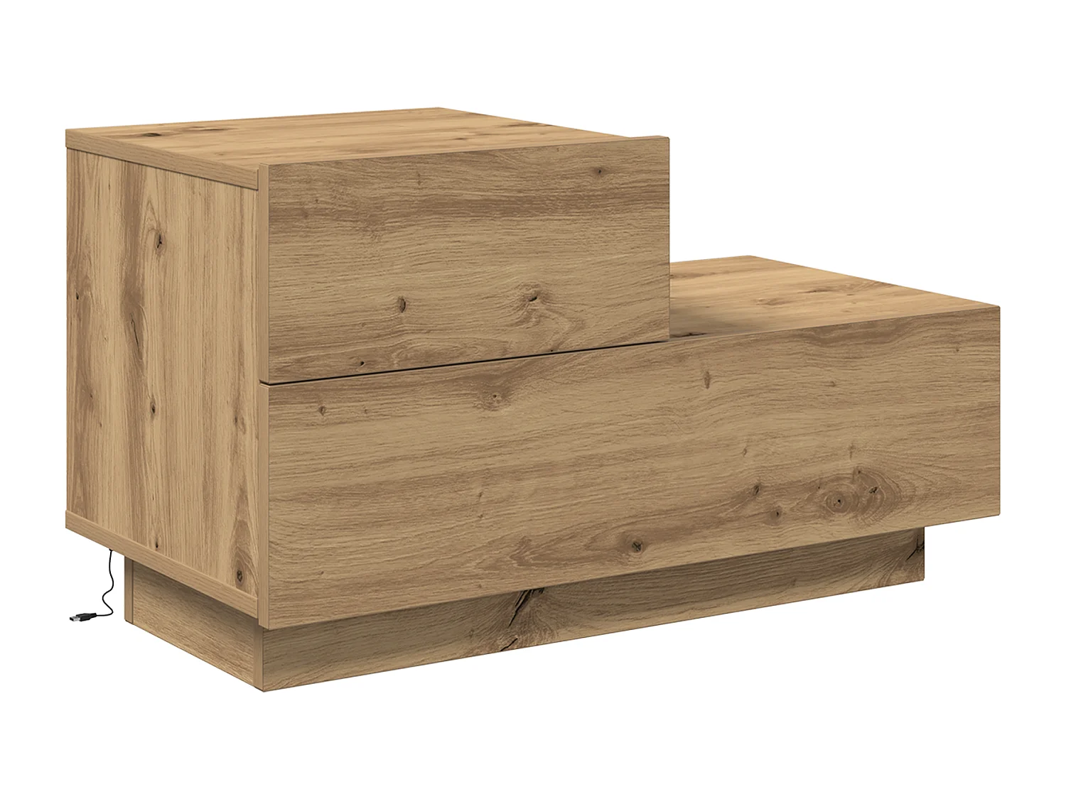 Comodino con luci LED Artisan Oak 100x36x49 cm