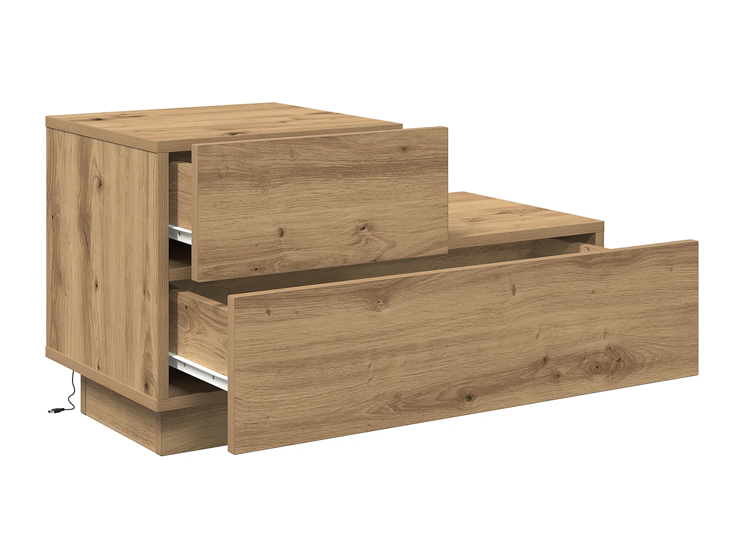 Comodino con luci LED Artisan Oak 100x36x49 cm