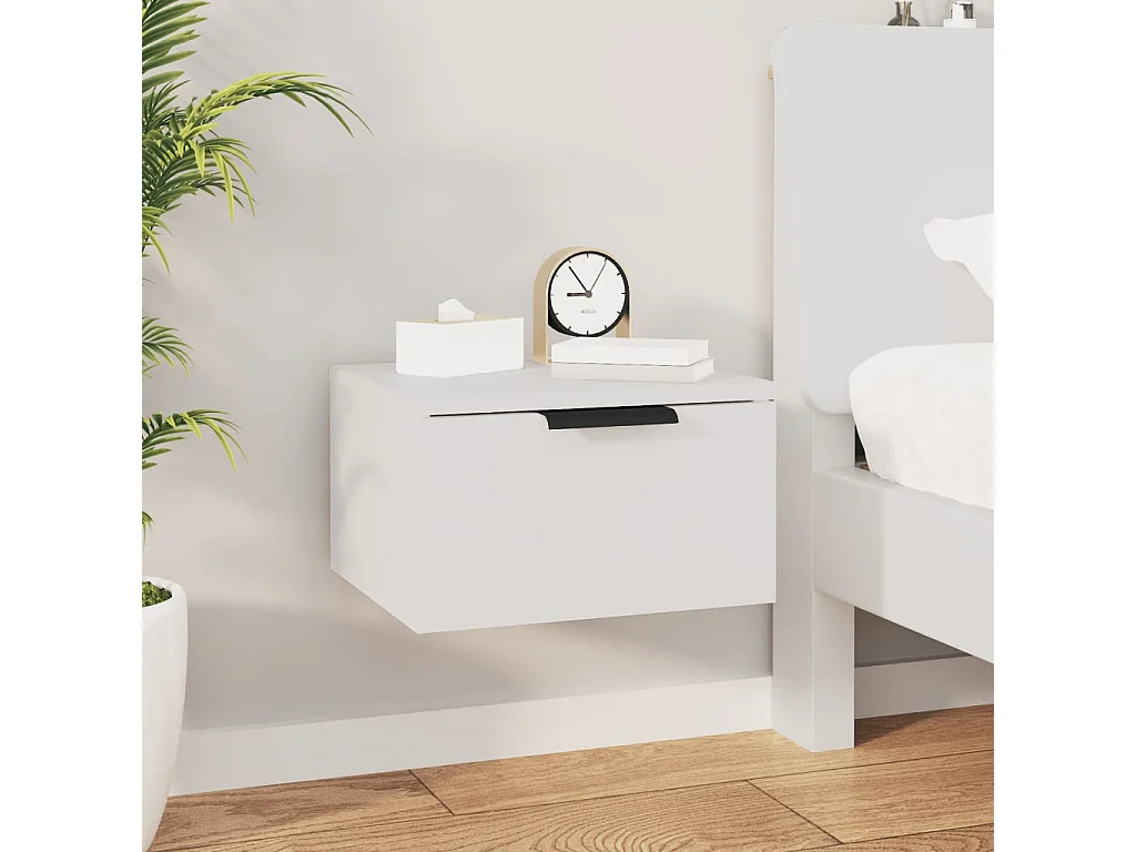 Table de chevet murale blanc 34x30x20 cm