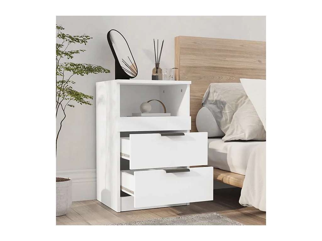 Comodini in legno ingegnerizzato bianco da 2 pezzi