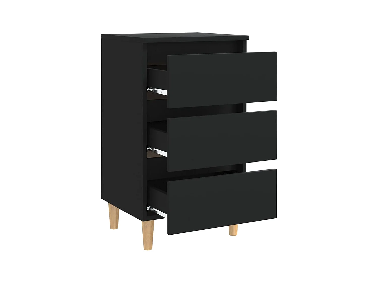 Comodino con gambe in legno nero 40x35x69 cm