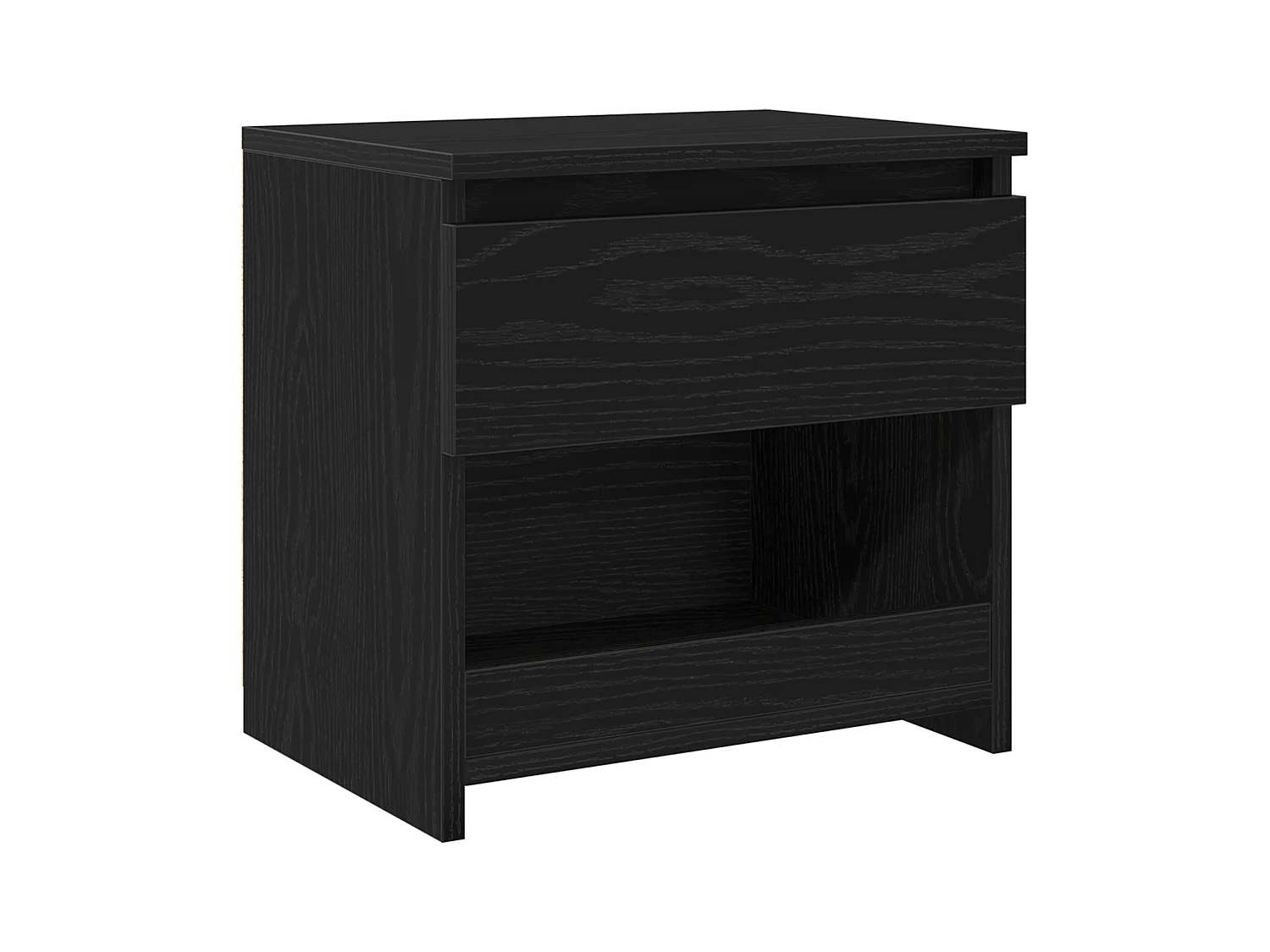 Table de nuit Noir Chêne 40x30x39 cm en bois d'ingénierie