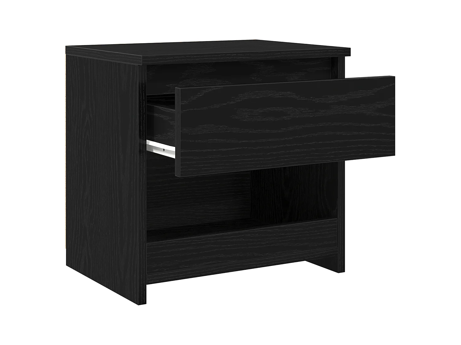 Table de nuit Noir Chêne 40x30x39 cm en bois d'ingénierie