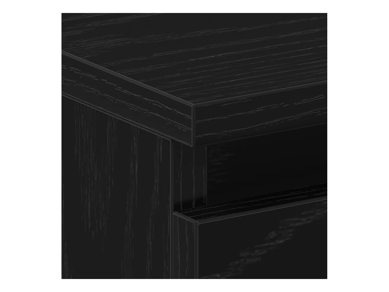 Table de nuit Noir Chêne 40x30x39 cm en bois d'ingénierie