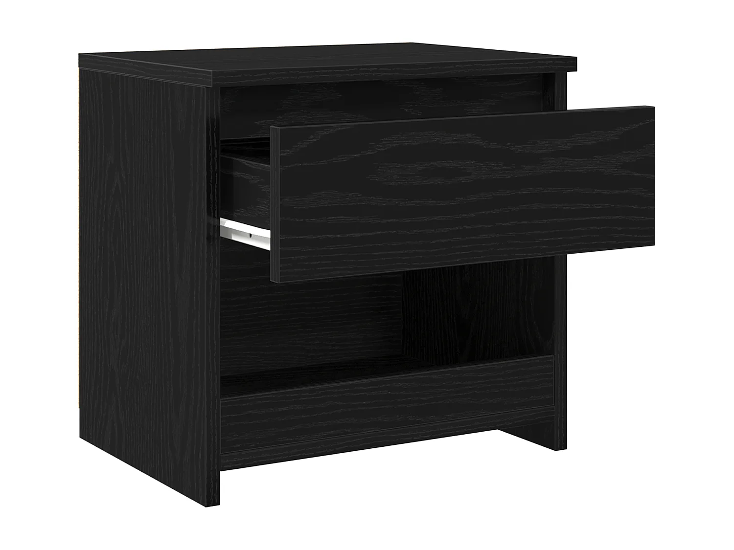 Table de nuit Noir Chêne 40x30x39 cm en bois d'ingénierie