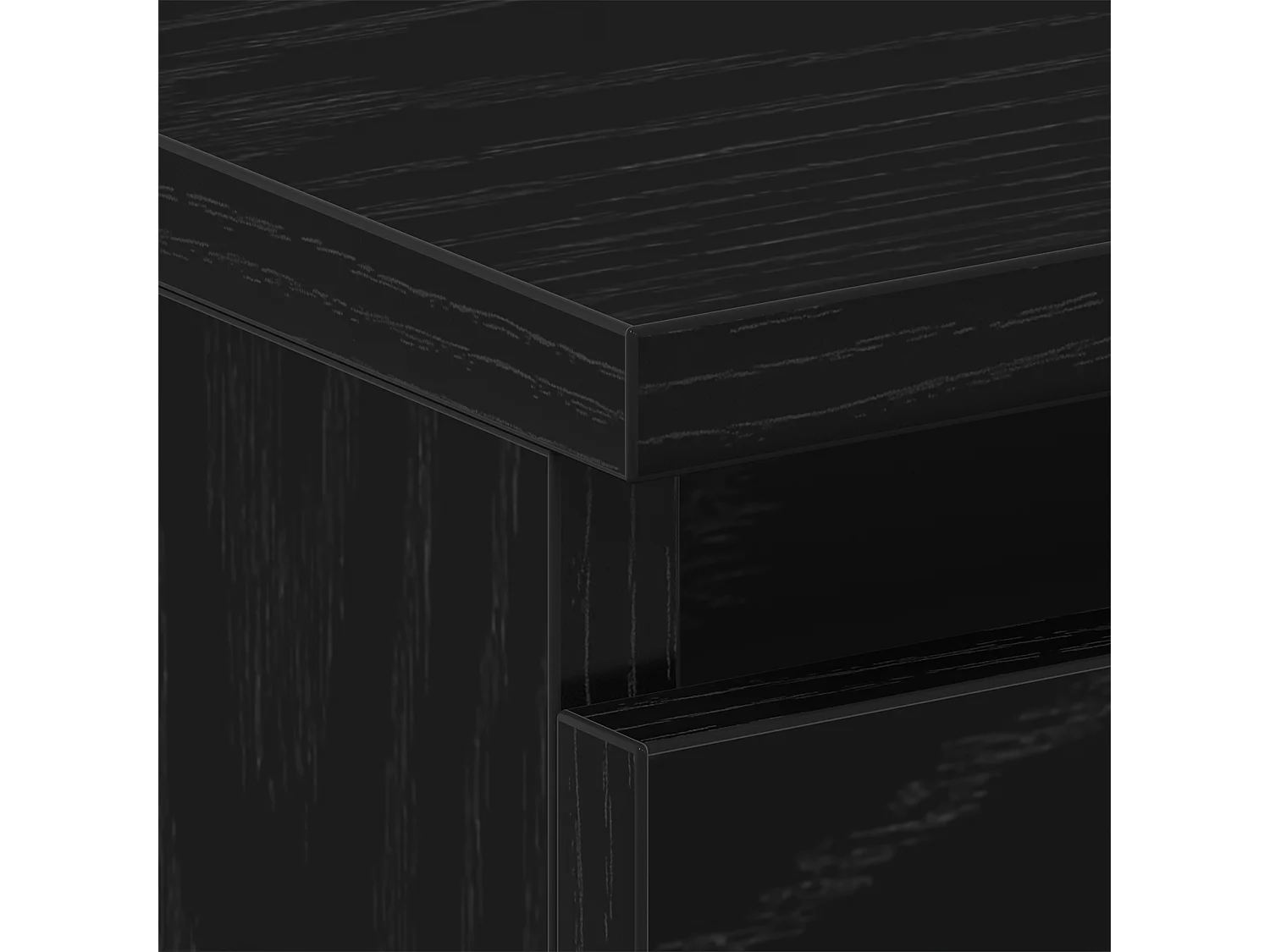 Table de nuit Noir Chêne 40x30x39 cm en bois d'ingénierie