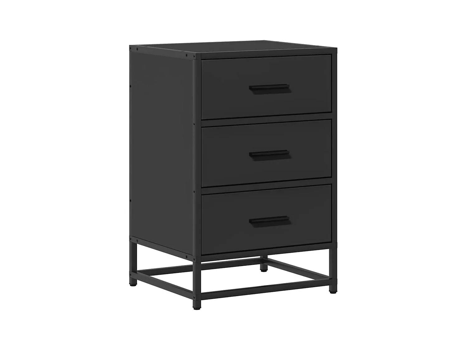 Table de chevet noir 40x34,5x60 cm bois d'ingénierie et métal