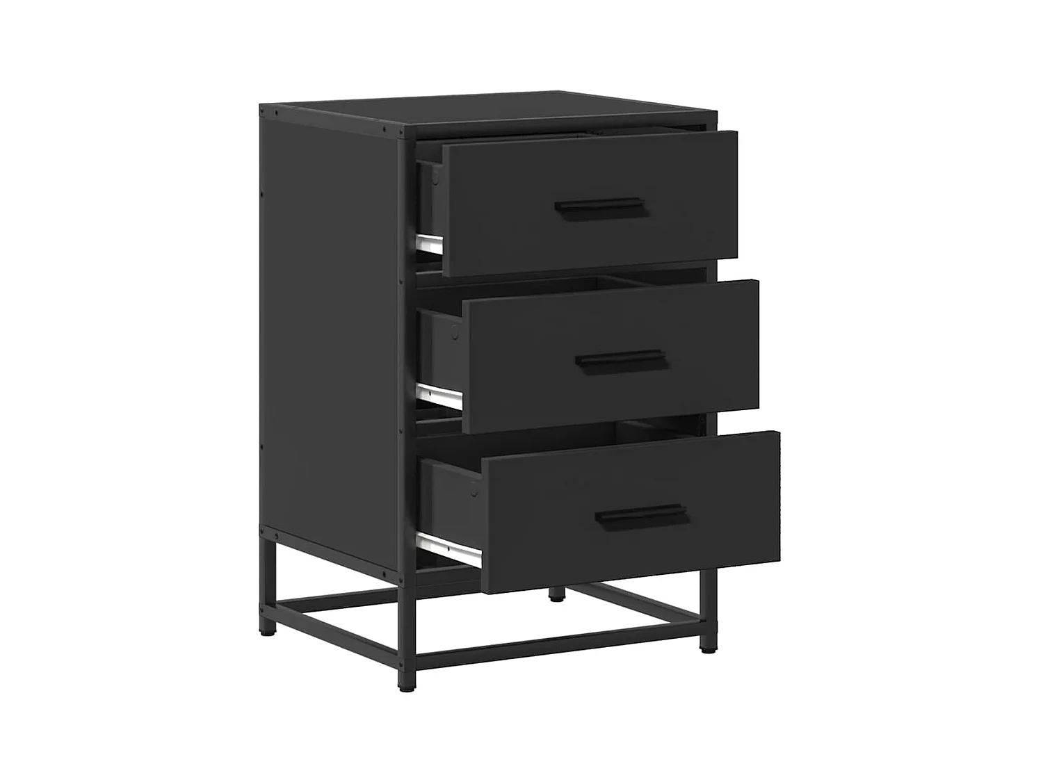 Table de chevet noir 40x34,5x60 cm bois d'ingénierie et métal