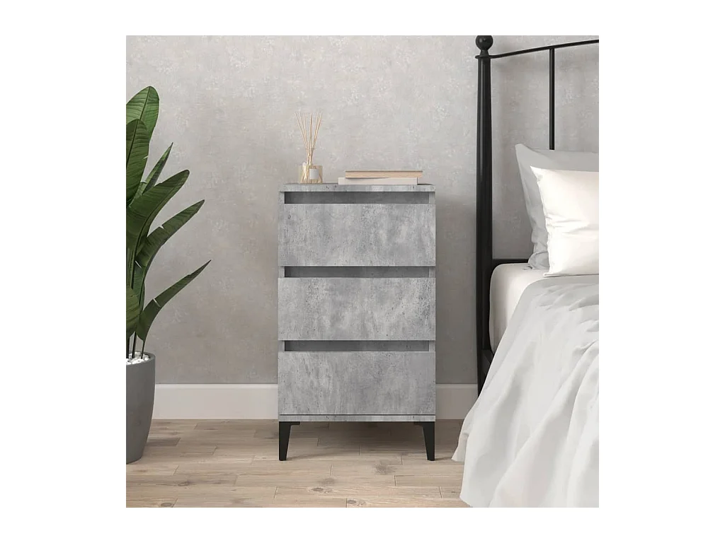 Comodino grigio cemento 40x35x70 cm in legno ingegnerizzato