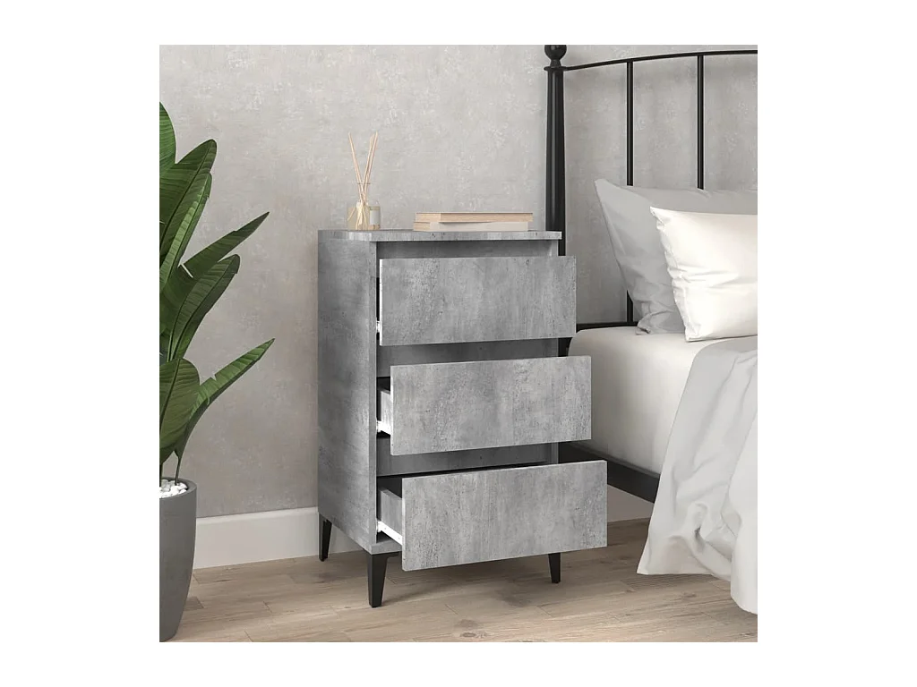 Comodino grigio cemento 40x35x70 cm in legno ingegnerizzato