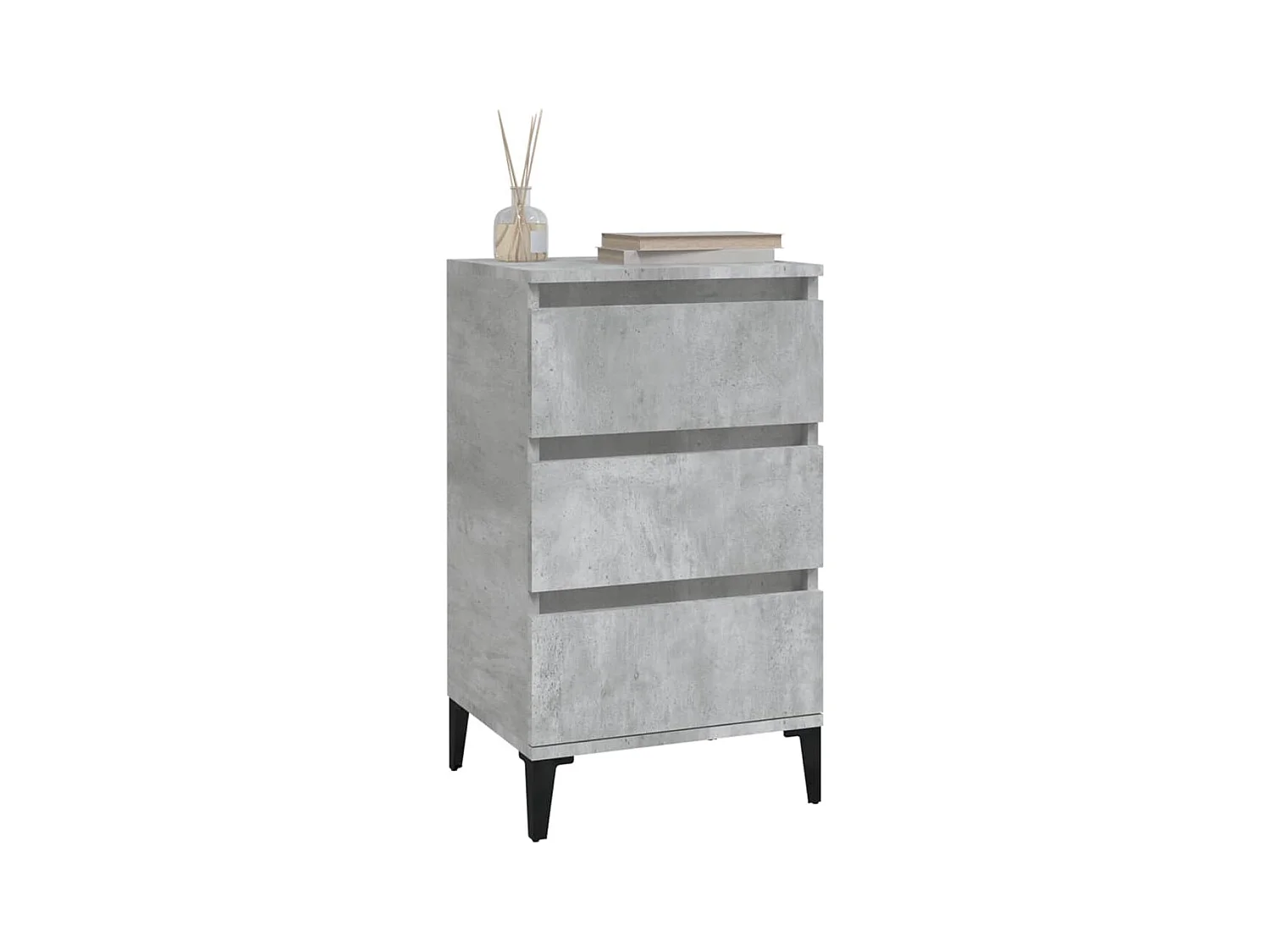 Comodino grigio cemento 40x35x70 cm in legno ingegnerizzato