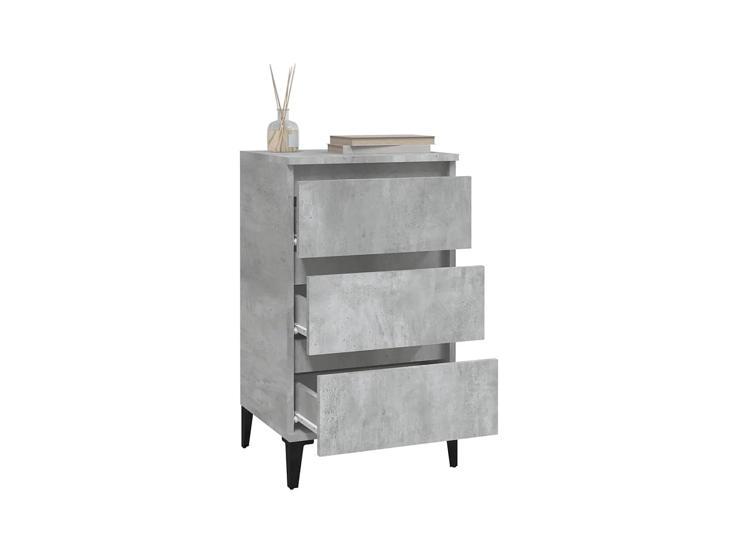 Comodino grigio cemento 40x35x70 cm in legno ingegnerizzato