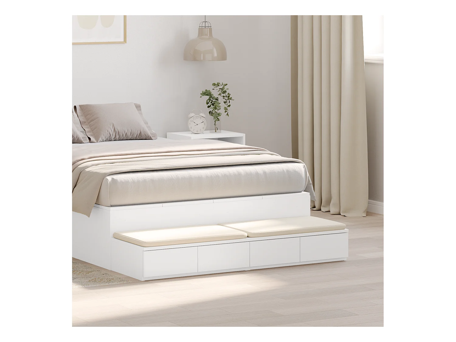 Tiroirs de lit Blanc 120x36,5x16,5 cm en bois reconstitué