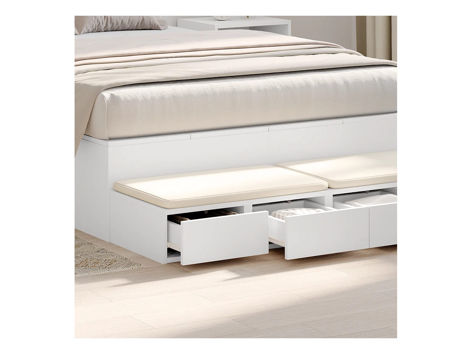 Tiroirs de lit Blanc 120x36,5x16,5 cm en bois reconstitué