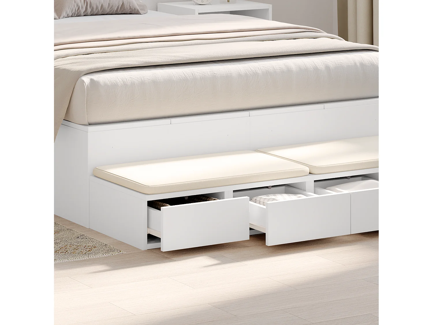 Tiroirs de lit Blanc 120x36,5x16,5 cm en bois reconstitué