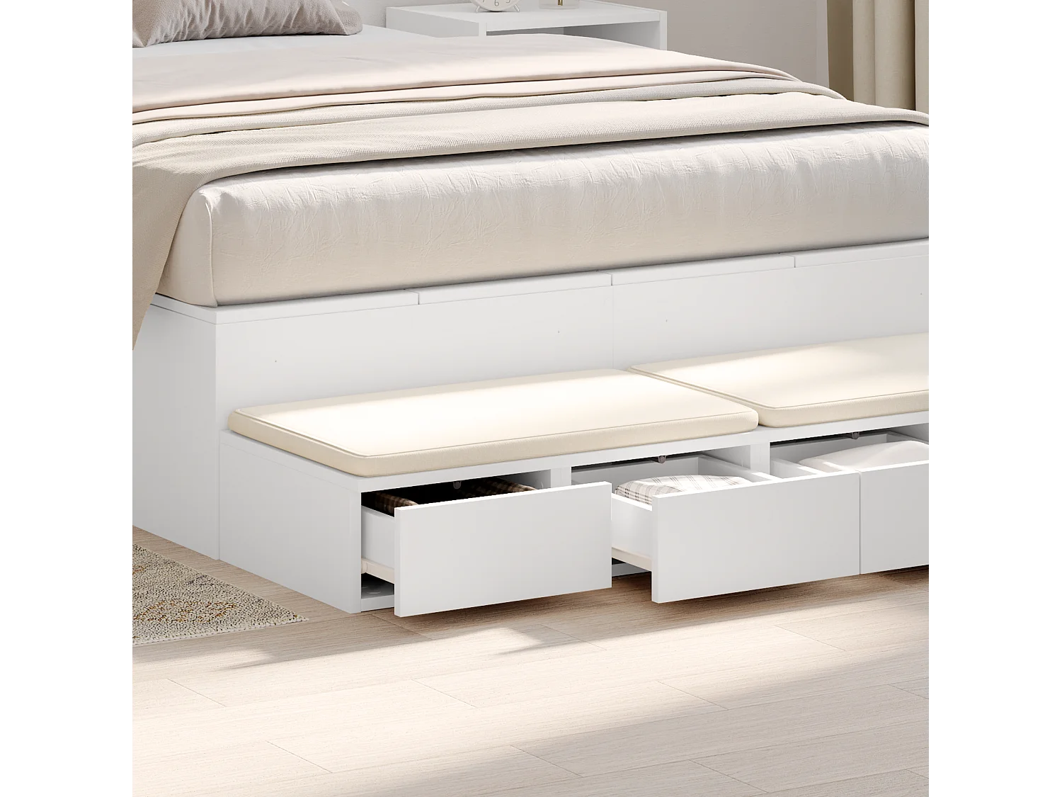 Tiroirs de lit Blanc 120x36,5x16,5 cm en bois reconstitué