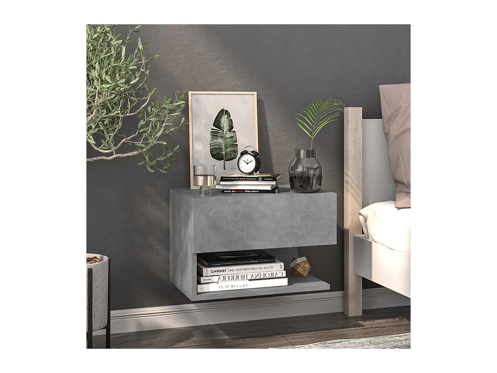 Comodino da parete grigio cemento
