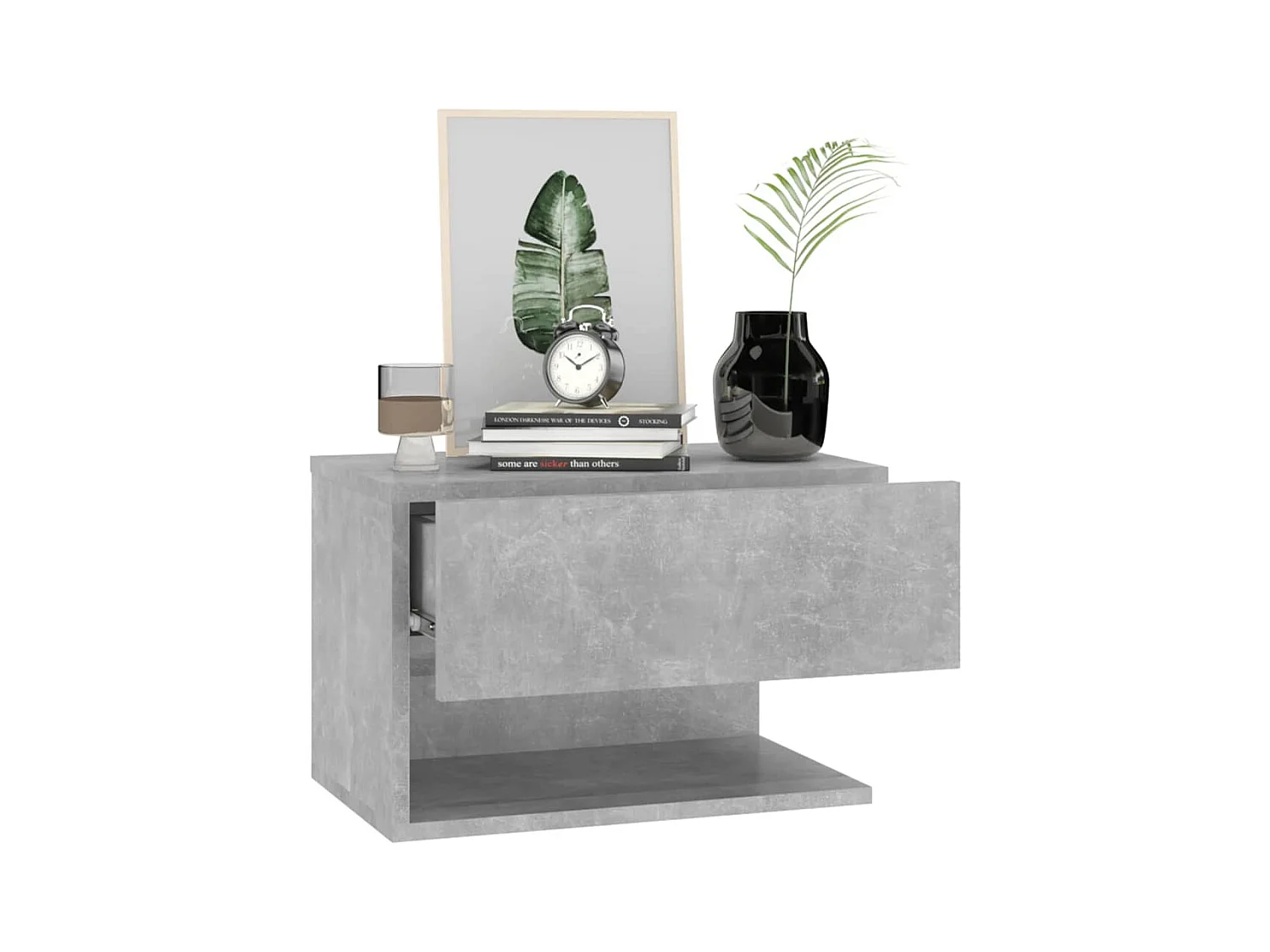 Comodino da parete grigio cemento