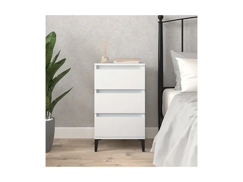 Table de chevet blanc 40x35x70 cm bois d’ingénierie