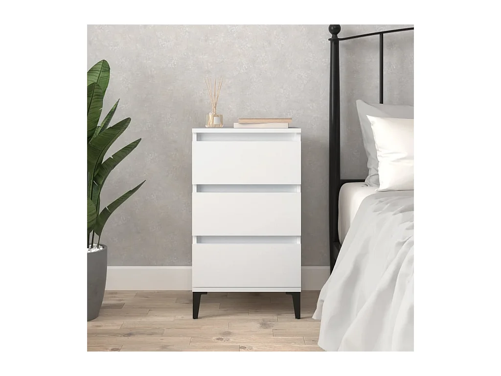 Table de chevet blanc 40x35x70 cm bois d’ingénierie