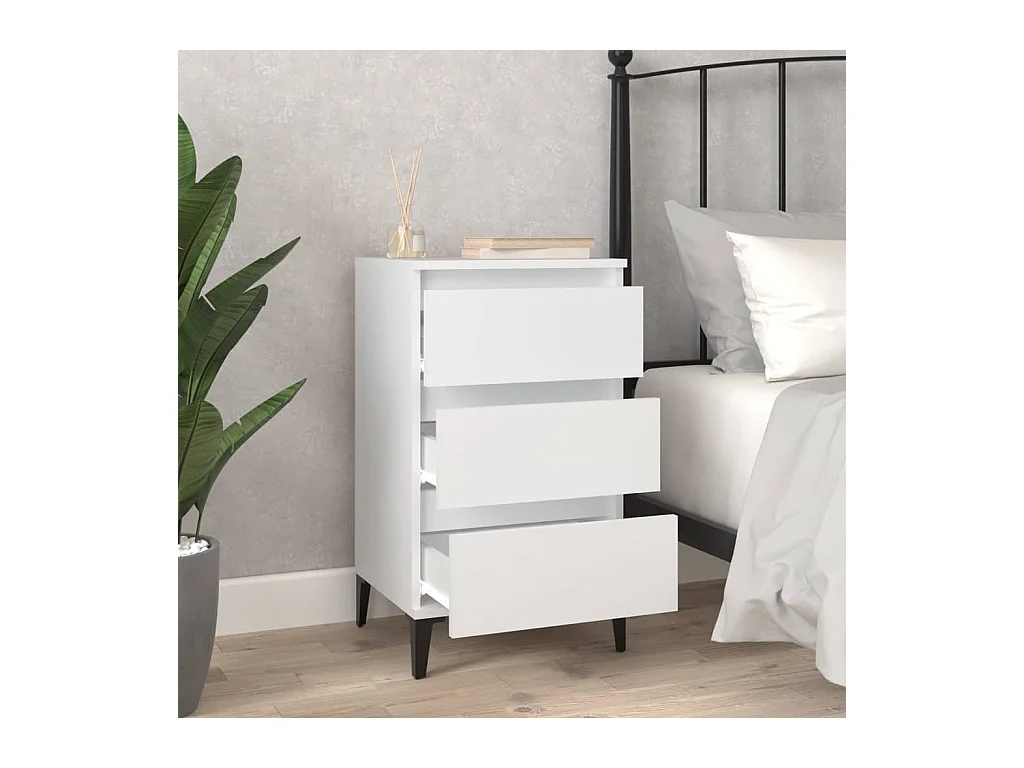 Table de chevet blanc 40x35x70 cm bois d’ingénierie