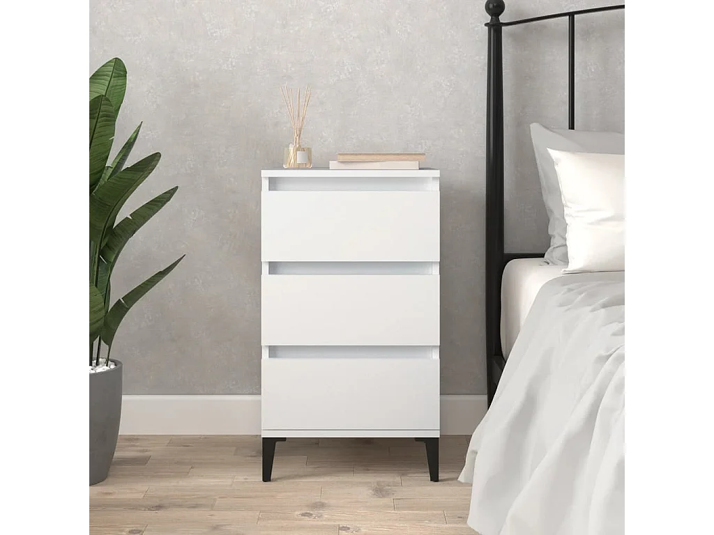 Mesita de noche blanca 40x35x70 cm madera contrachapada