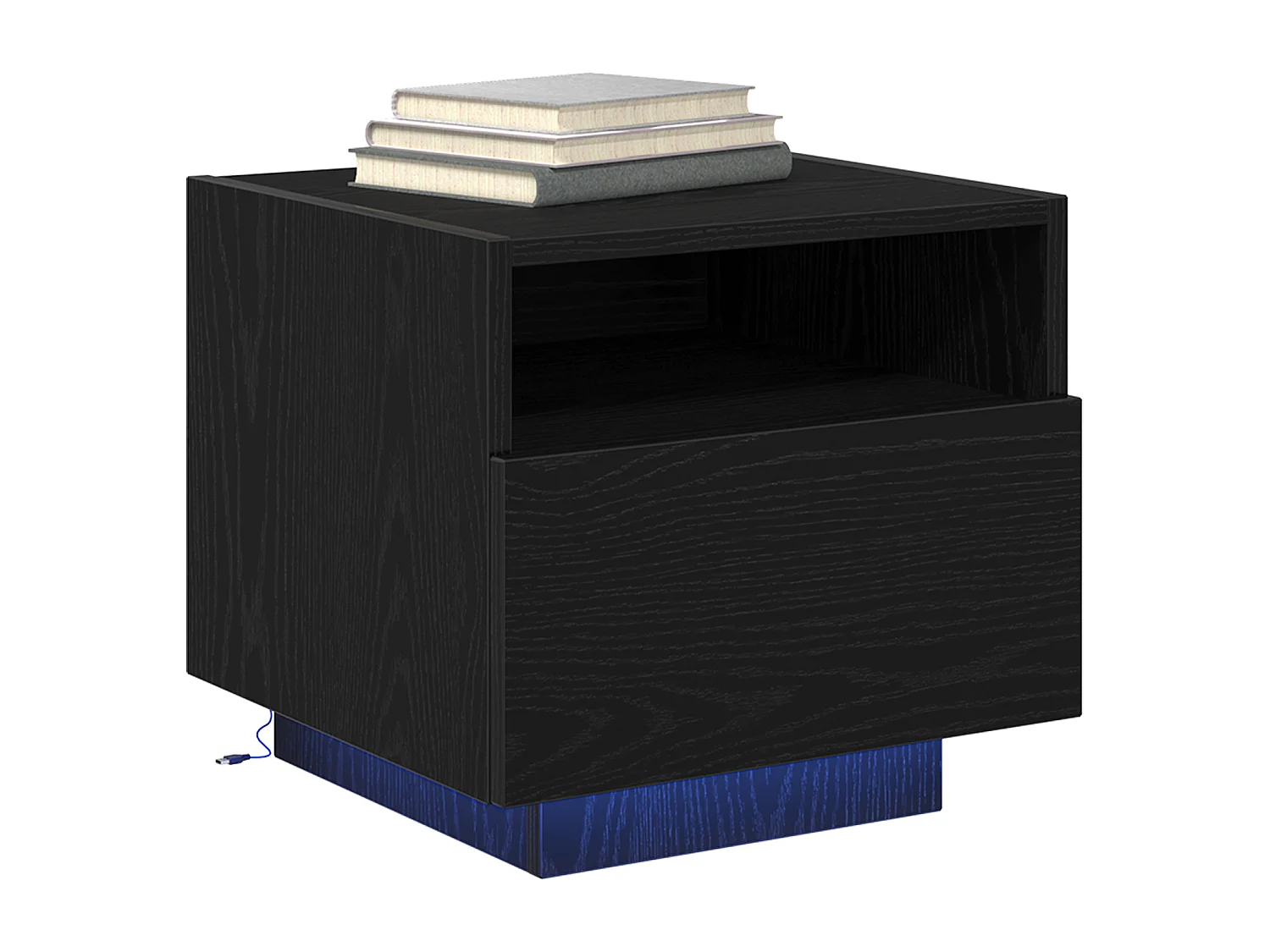 Table de chevet avec lumières LED en chêne noir 40x39x37 cm