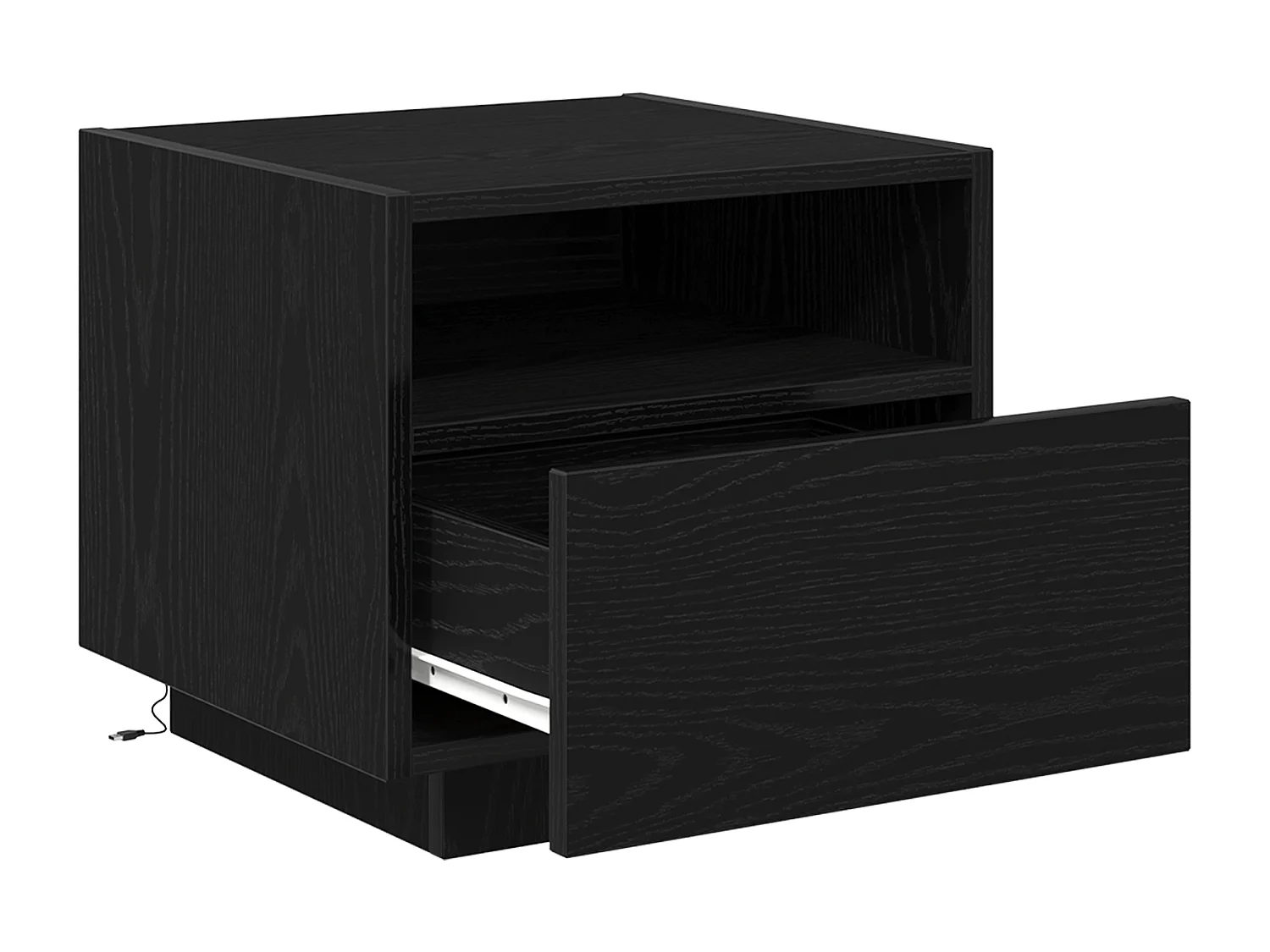 Table de chevet avec lumières LED en chêne noir 40x39x37 cm