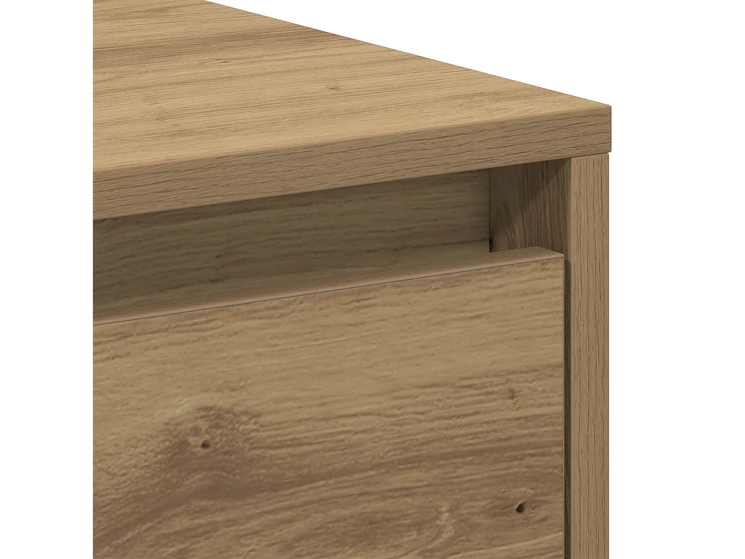 Table de chevet en chêne artisanal 45x34x46 cm en bois d'ingénierie