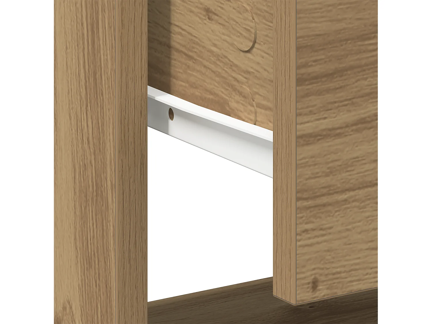 Table de chevet en chêne artisanal 45x34x46 cm en bois d'ingénierie