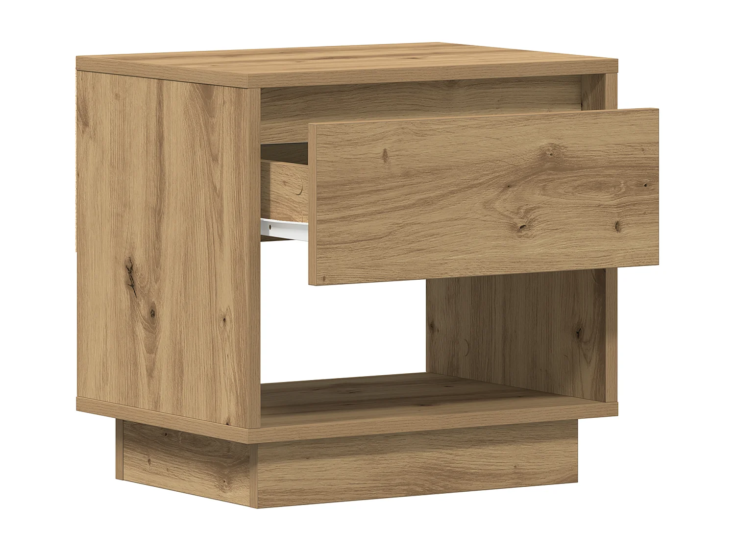 Table de chevet en chêne artisanal 45x34x46 cm en bois d'ingénierie